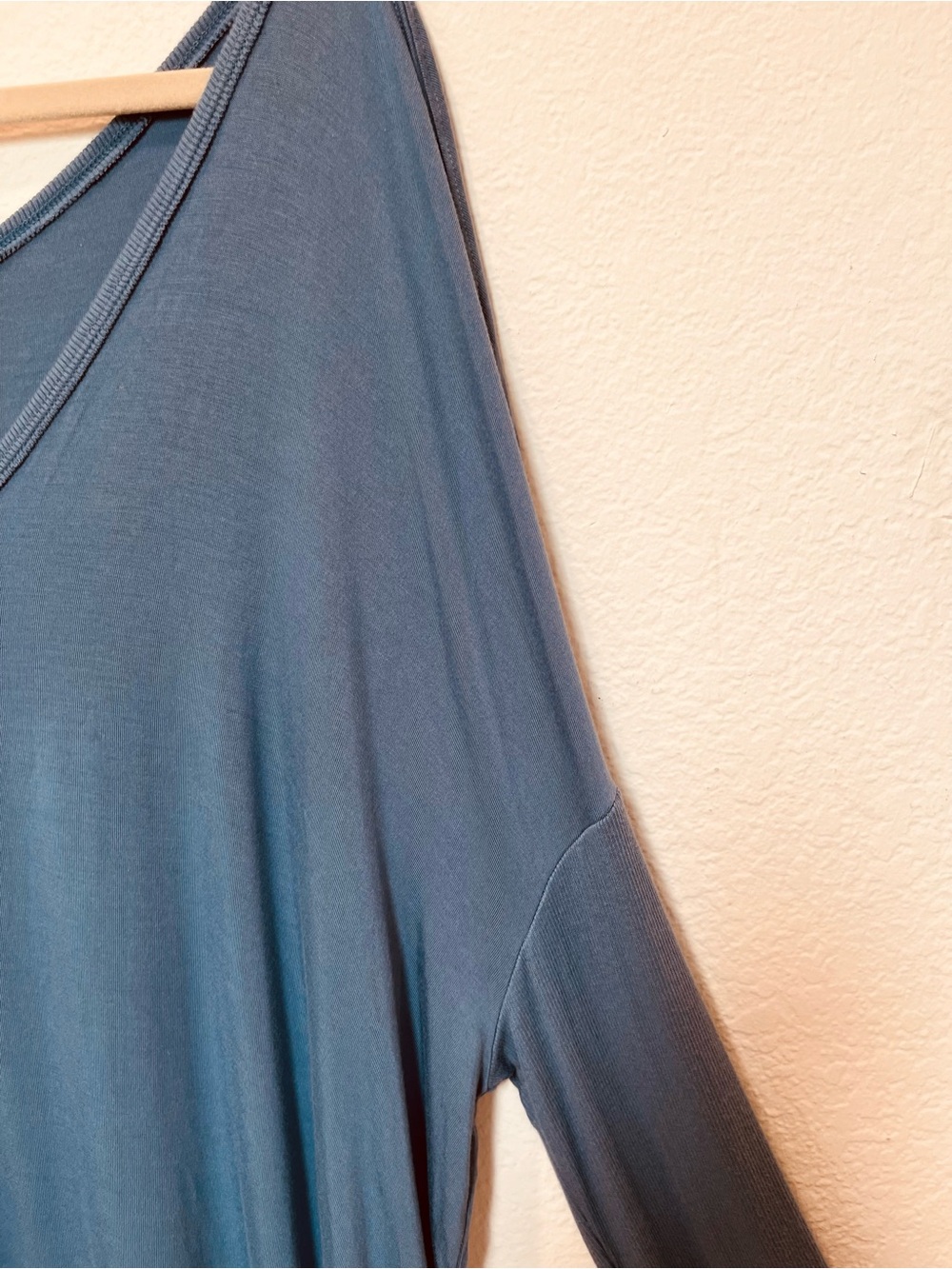 Free People Oversized Off The Shoulder VNeck Long Sleeve Top - Teal Blue - Picture 8 of 11